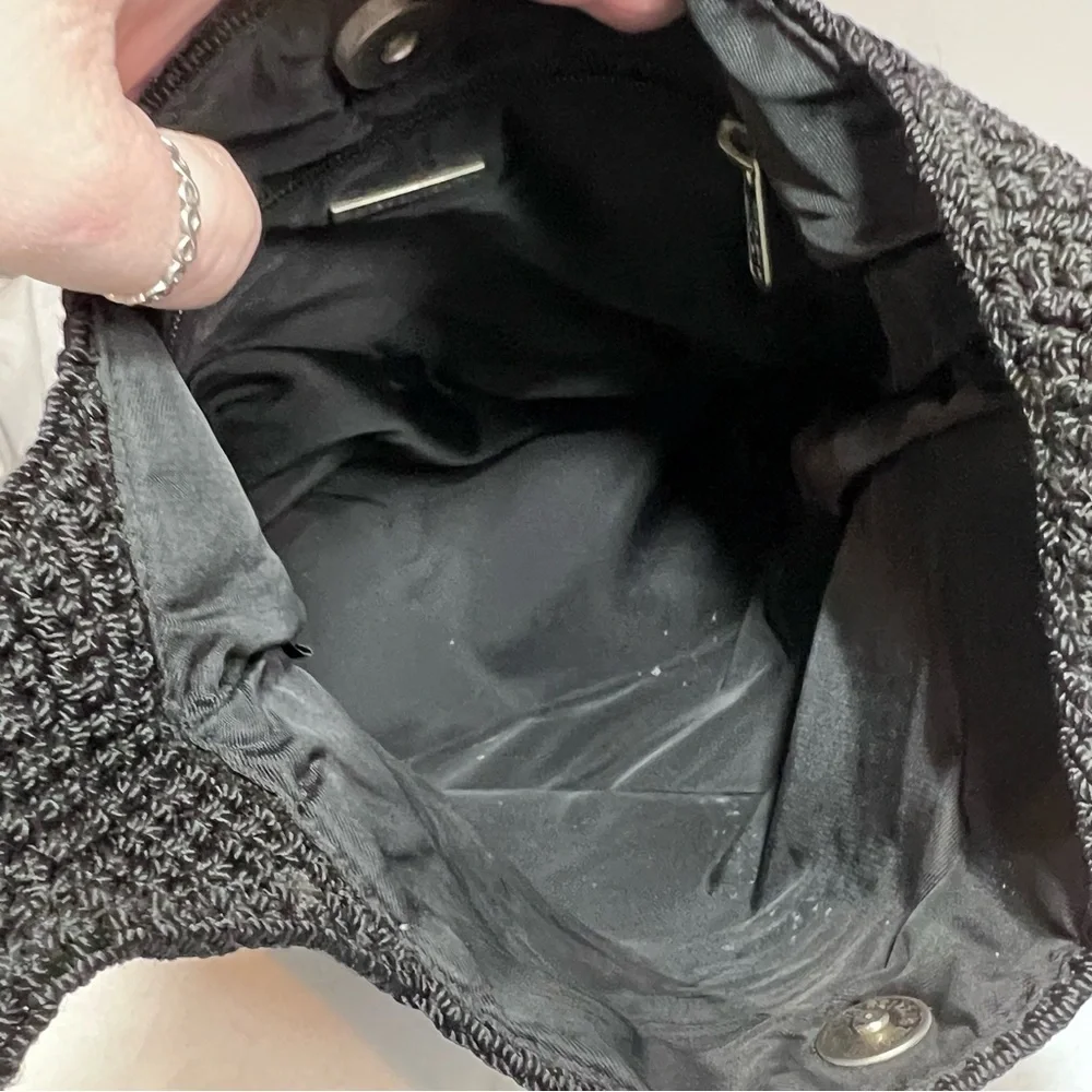 The Sak classic black hobo, shoulder bag purse, zip top crochet